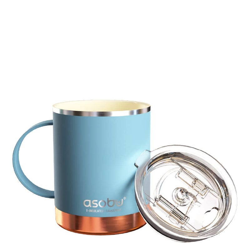 asobu Tower Mug Ceramic Inner Coated Insulated Stainless Steel Cup for Pure Tasting Coffee with Easy Hold Handle and Tritan Lid Fits Standard Cup Holders 20 Ounce Travel Mug (Mint) - Image 1
